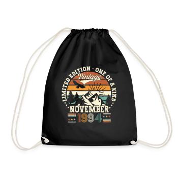 Original November 1994 28th Birthday Gift - Drawstring Bag - black - Front
