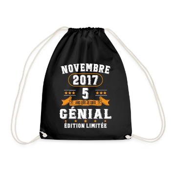 5 Ans Anniversaire Vintage Né(e) en Novembre 2017 - Sac de sport léger - noir - Devant
