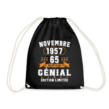 65 Ans Anniversaire Vintage Né(e) en Novembre 1957 - Sac de sport léger - noir - Devant