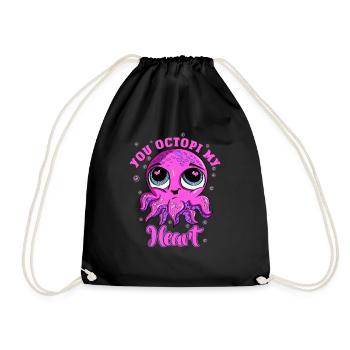 Pinky You Octopi My Heart Calamar Adorable - Turnbeutel - Schwarz - Vorne