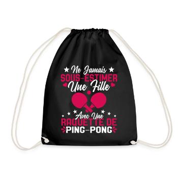 Une fille et joueur de ping pong Cadeau Humour - Sac de sport léger - noir - Devant