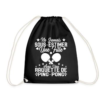 Une fille et joueur de ping pong Cadeau Humour - Sac de sport léger - noir - Devant
