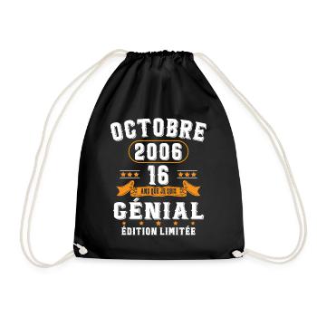 16 Ans Anniversaire Vintage Né(e) en Octobre 2006 - Sac de sport léger - noir - Devant
