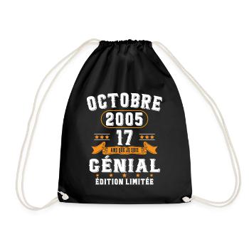 17 Ans Anniversaire Vintage Né(e) en Octobre 2005 - Sac de sport léger - noir - Devant