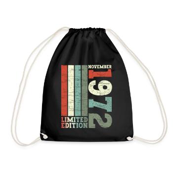 November born 1972 50th birthday present - Drawstring Bag - black - Front