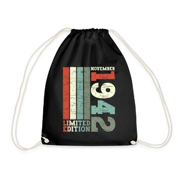 November born 1942 80th birthday present - Drawstring Bag - black - Front
