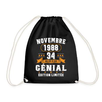 34 Ans Anniversaire Vintage Né(e) en Novembre 1988 - Sac de sport léger - noir - Devant