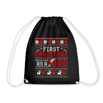 First Christmas As A Dad Nice Father Christmas - Drawstring Bag - black - Front