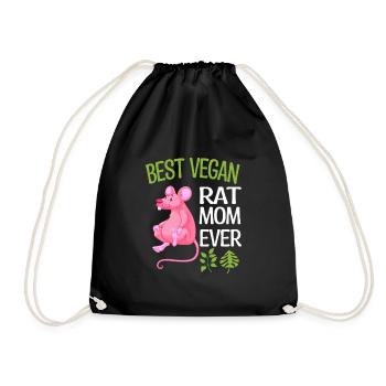 Rat gifts for vegans | Vegan Rat Animals - Drawstring Bag - black - Front