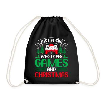 Just a girl who loves games and christmas - Turnbeutel - Schwarz - Vorne
