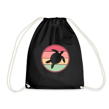 Turtle Turtle Sea Sea Creatures Gift - Drawstring Bag - black - Front