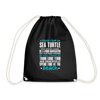 Turtle Turtle Sea Sea Creatures Gift - Drawstring Bag - black - Front