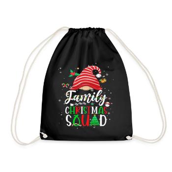 Gnome Family Christmas Squad Funny Xmas Holiday - Drawstring Bag - black - Front