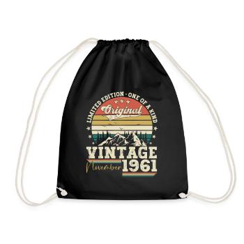 Original November 1961 61st birthday gift - Drawstring Bag - black - Front