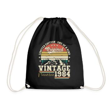 Original November 1984 38th Birthday Gift - Drawstring Bag - black - Front