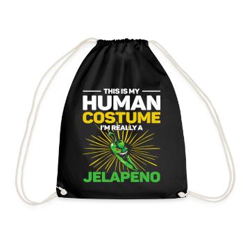 This Is My Human Costume I'm Really A Jalapeno - Drawstring Bag - black - Front