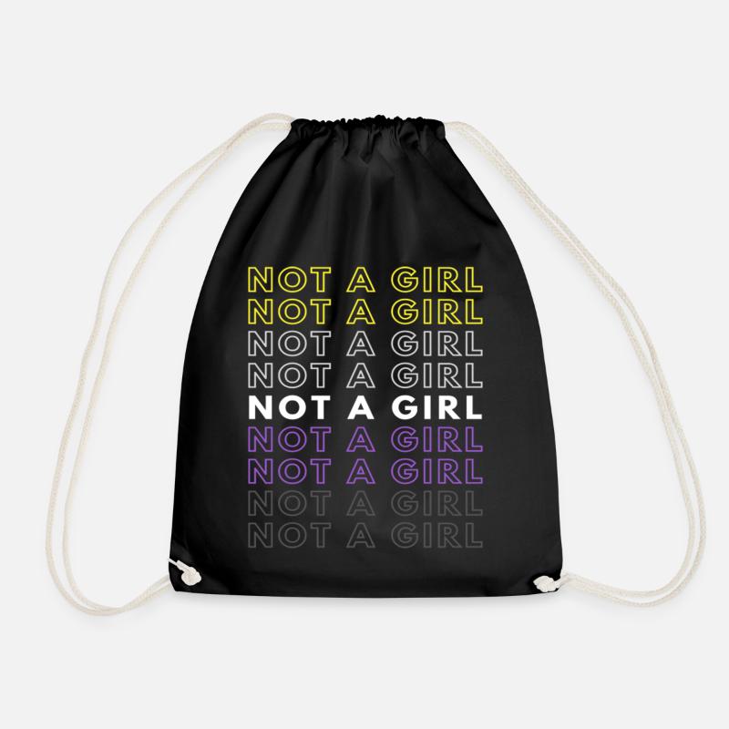 Not A Girl Nonbinary Pride Gift Christmas Present - Turnbeutel - Schwarz