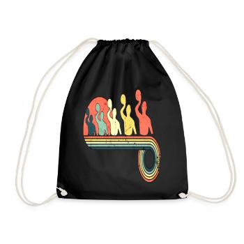 Water Polo Male Player Retro Vintage Rainbow - Turnbeutel - Schwarz - Vorne