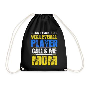 My Favorite Volleyball Player Calls Me Mom - Drawstring Bag - black - Front