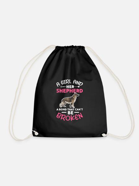 German Shepherd Girl - Drawstring Bag - black