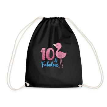 10th birthday Flamingo - Drawstring Bag - black - Front