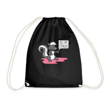 Pull My Finger Skunk Pull Farts on Finger - Drawstring Bag - black - Front