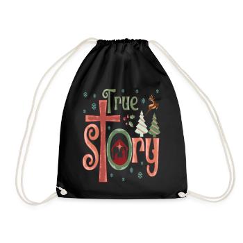 True Story Christian Christmas - Drawstring Bag - black - Front