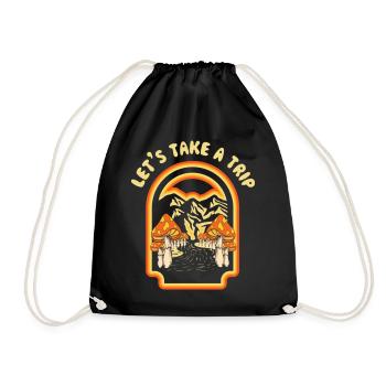 Let's Us Take A Trip Mushrooms Goblincore Vintage - Turnbeutel - Schwarz - Vorne