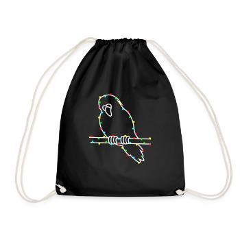 Christmas Light Chain Budgerigar Shirt - Drawstring Bag - black - Front