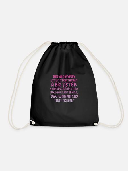 Große Schwester Bruder Geschwister Geschenk - Turnbeutel - Schwarz