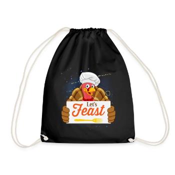 Turkey Thanksgiving Turkey Feast - Drawstring Bag - black - Front