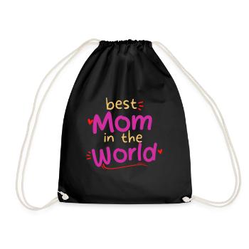 Gift Woman Mom Best Mom in the World - Drawstring Bag - black - Front