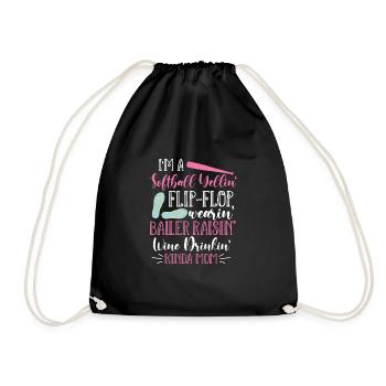 Softball Mutter Baseball Tochter Sohn Geschenk - Turnbeutel - Schwarz - Vorne