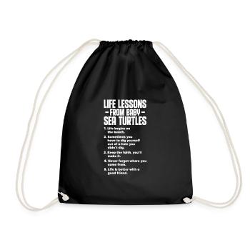 Turtle Turtle Sea Sea Creatures Gift - Drawstring Bag - black - Front