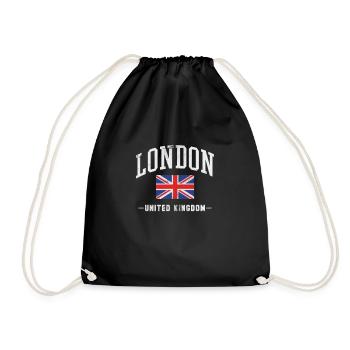 London United Kingdom UK England Geschenk - Turnbeutel - Schwarz - Vorne