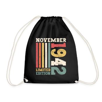 Cadeau original du 80e anniversaire de novembre 1942 - Sac de sport léger - noir - Devant