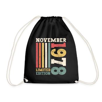 Original November 1978 44th Birthday Gift - Drawstring Bag - black - Front