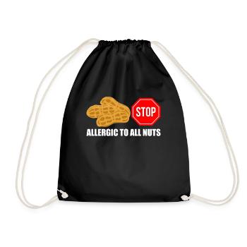 Allergique à toutes les noix Chemise allergique aux noix - Sac de sport léger - noir - Devant