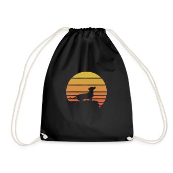 Dachshund Dog Dogs Dachshund Teckel Gift - Drawstring Bag - black - Front
