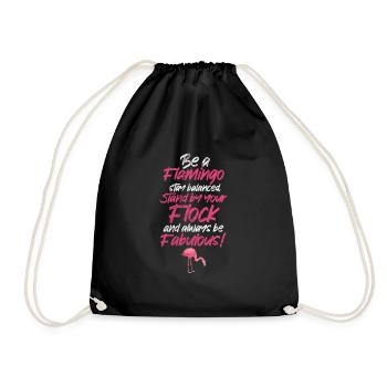 Flamingo - Drawstring Bag - black - Front