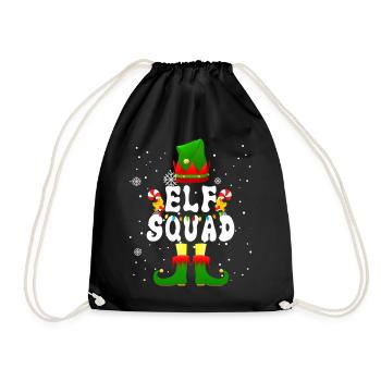 Elf Squad Cute Elf Xmas Lights Christmas - Drawstring Bag - black - Front