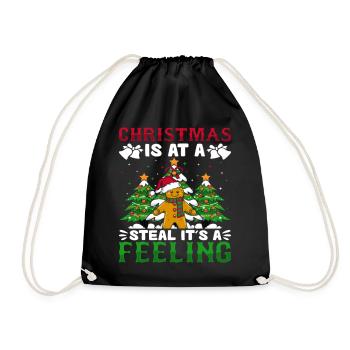 Christmas Is At A Steal It's A Feeling Gingerbread - Drawstring Bag - black - Front