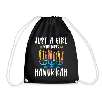 Just A Girl Who Loves Hanukkah Menorah Jewish - Turnbeutel - Schwarz - Vorne
