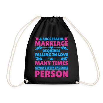 Valentines Day A Successful Marriage Love Saying - Drawstring Bag - black - Front