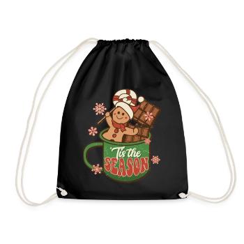 Retro Christmas Jingle Hot Cocoa Tis The Season - Drawstring Bag - black - Front