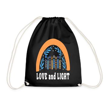 Love And Light Rainbow Hanukkah Jewish Chanukah - Turnbeutel - Schwarz - Vorne