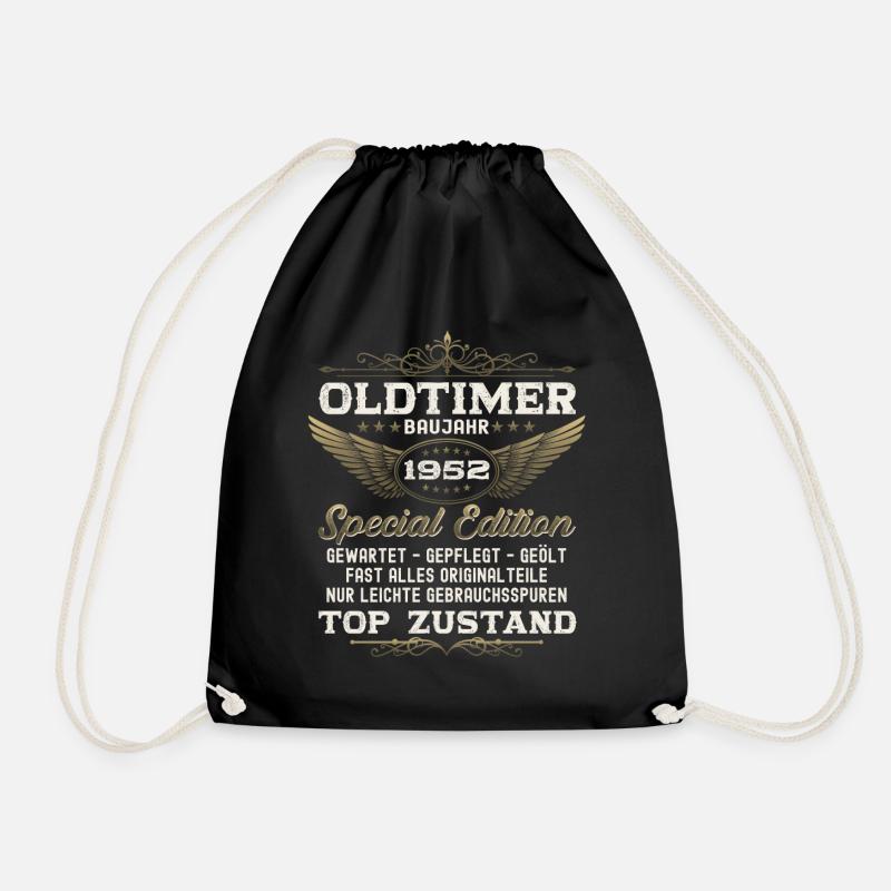 Oldtimer Jahrgang 1952 70. Geburtstag Geschenk fun - Turnbeutel - Schwarz