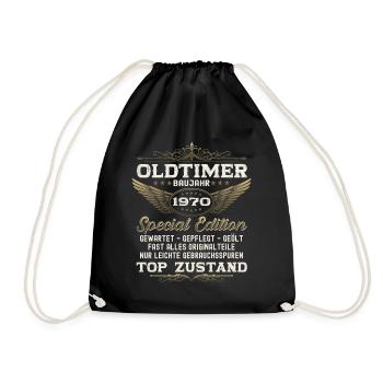 Oldtimer Jahrgang 1970 52. Geburtstag Geschenk fun - Turnbeutel - Schwarz - Vorne