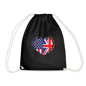 United Kingdom USA UK Amerika Geschenk - Turnbeutel - Schwarz - Vorne