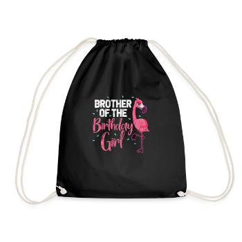 Flamingo Birthday Brother - Drawstring Bag - black - Front